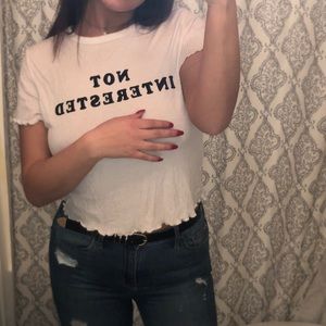 “Not Interested” white graphic tee